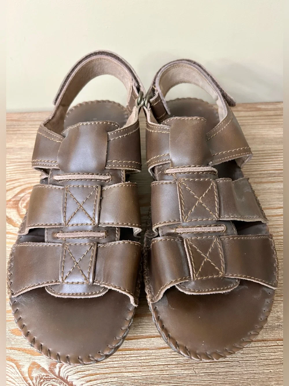 Florsheim Leather Fisherman Sandals Mens Size 8 Brown Comfort Casual Summer